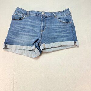 Time and Tru Denim Shorts Cuffed Mid Rise Blue Jean Shorts‎ Women's Size 16